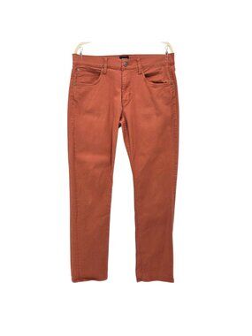 Hudson Mens 34 Jeans Byron 5 pocket Straight Rust Burnt Orange Denim